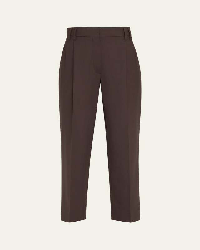 Slouchy Pleated Tropical Luxury Wool Pants
